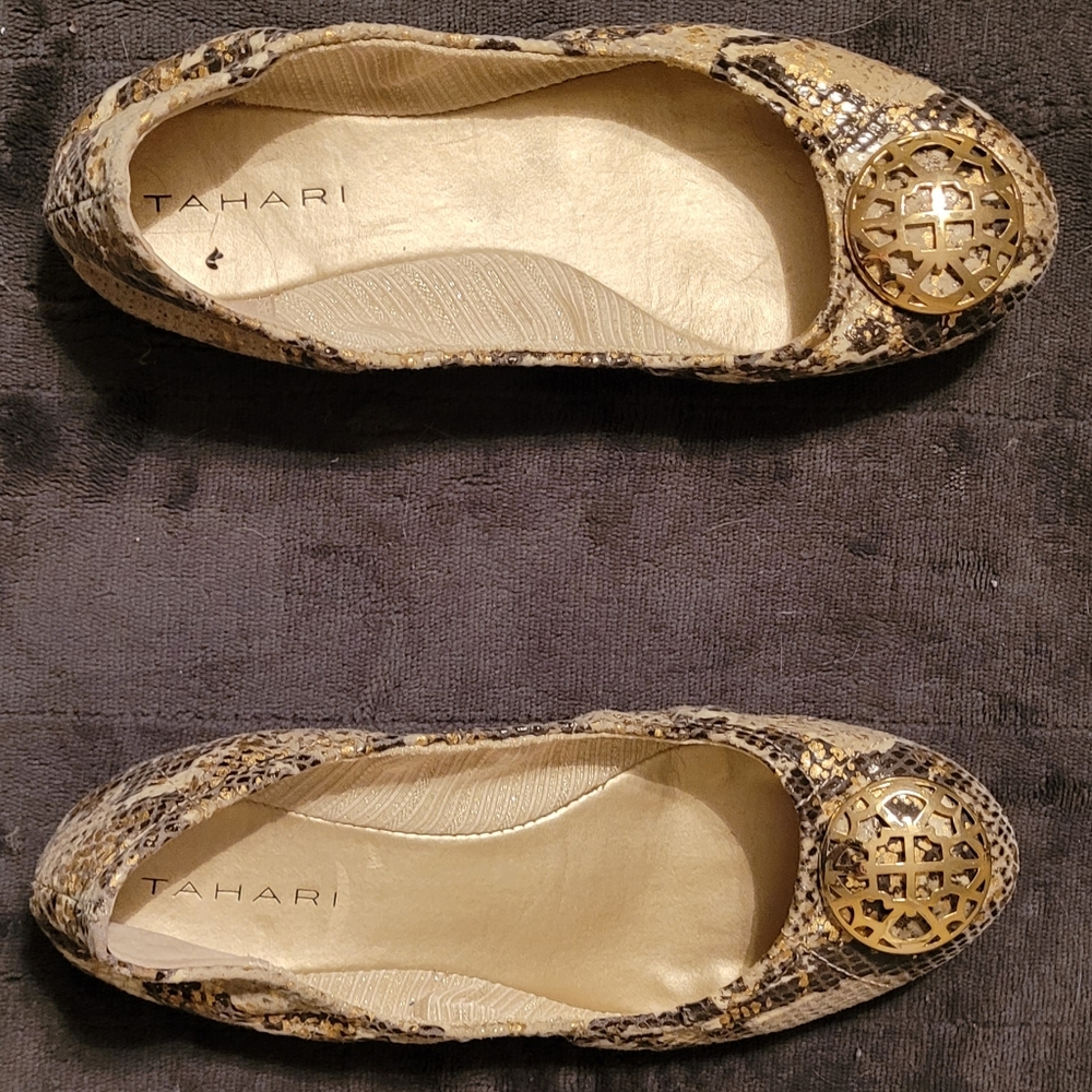 Tahari Womens Shoes 7 M Slip On Metal Look NWOT